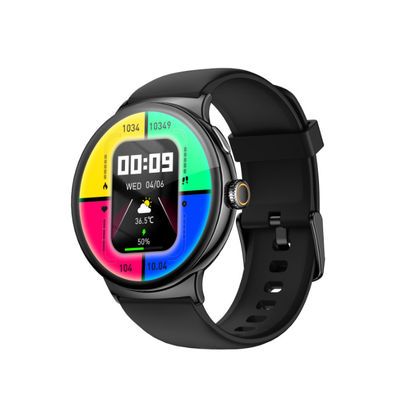 Runde AMOLED-Smartwatch mit Wetter-Schlaf-Gesundheitsüberwachung, Anruf- und Nachrichtenantwort